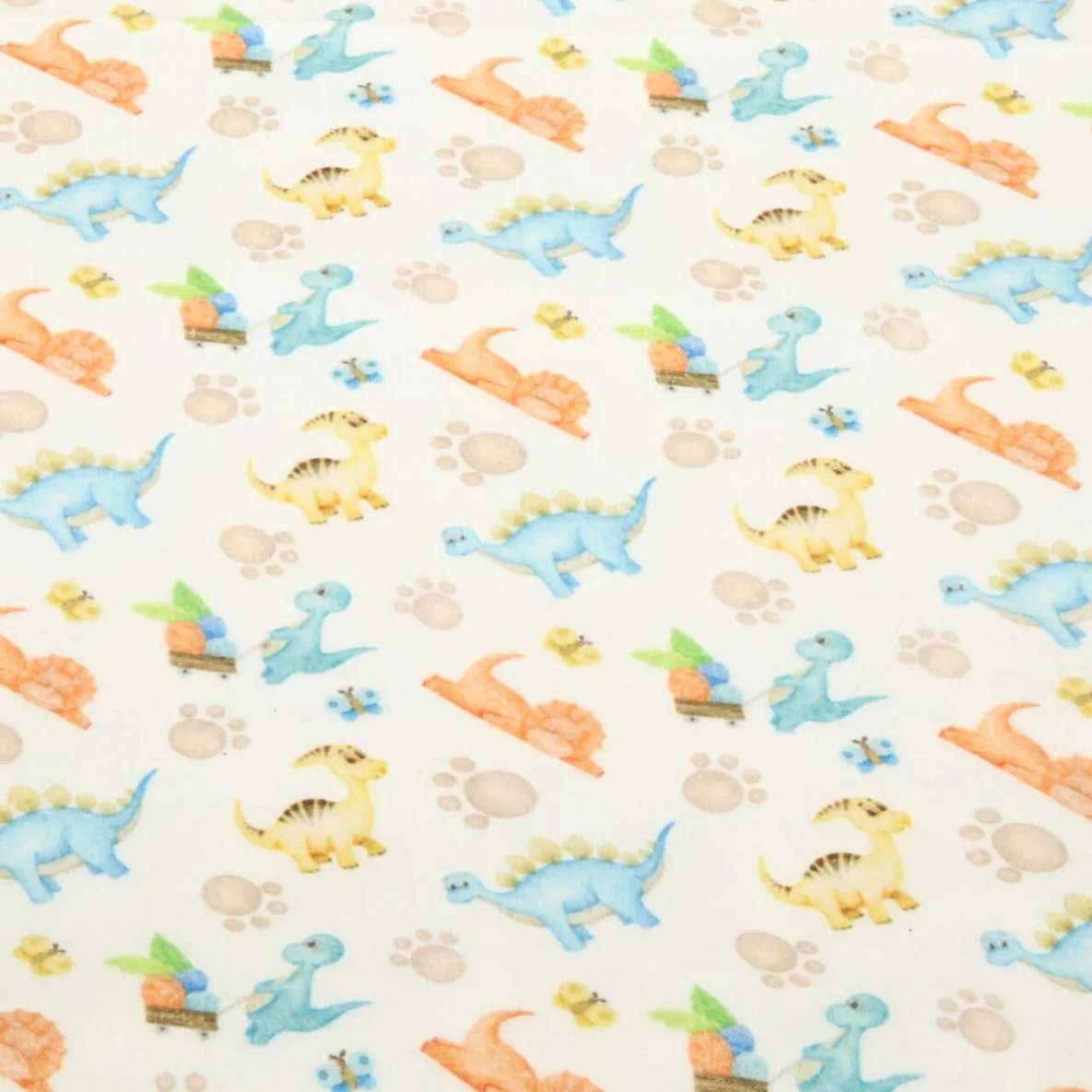 Baumwoll Flanell Digitaldruck Dinos Weiß