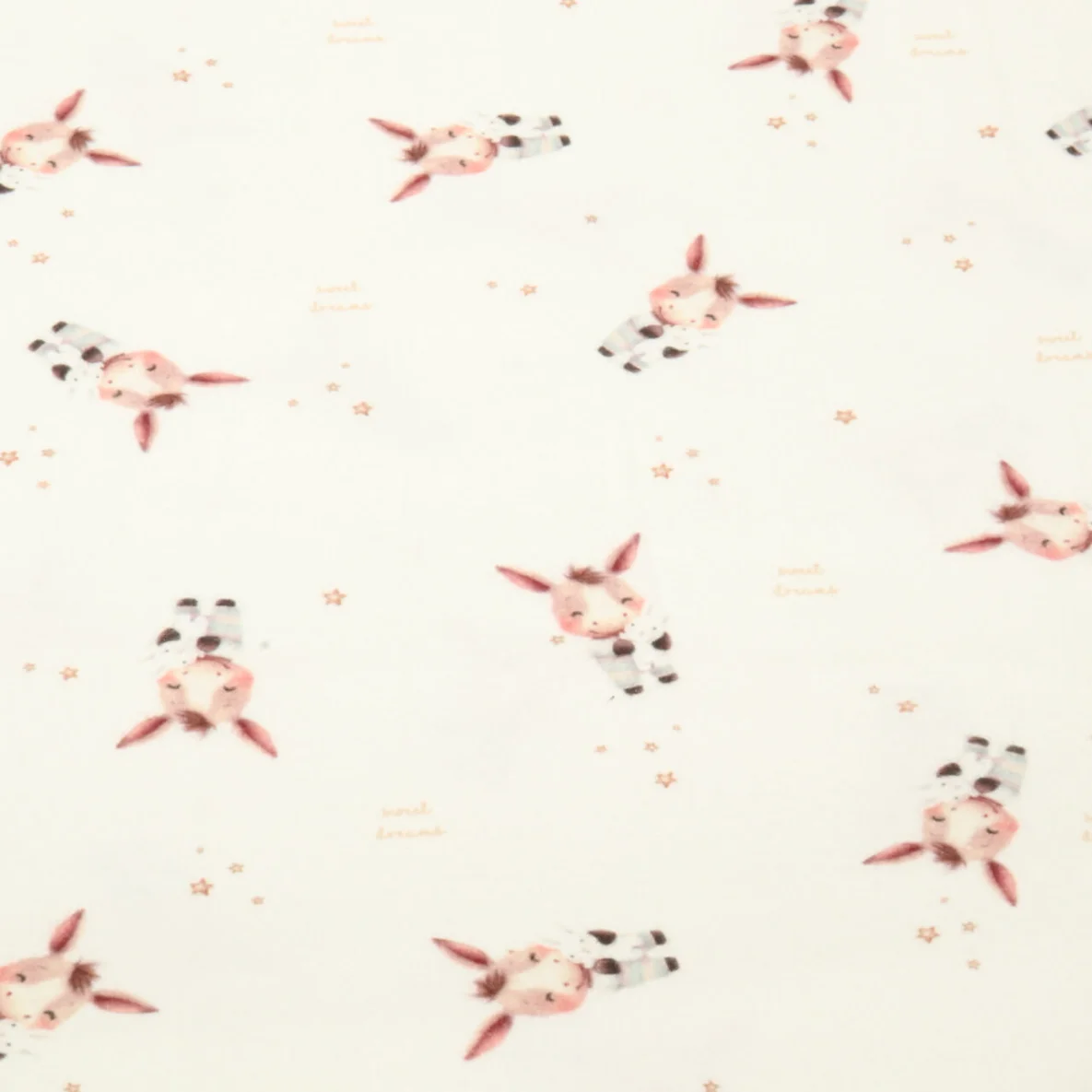 Baumwoll Flanell Digitaldruck Kleiner Esel Ecru