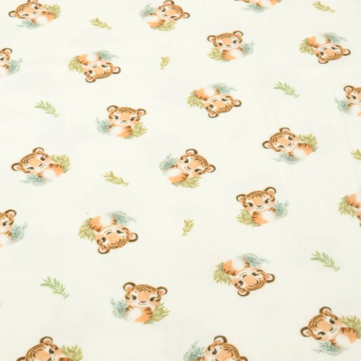 Baumwoll Flanell Digitaldruck Kleiner Tiger Ecru