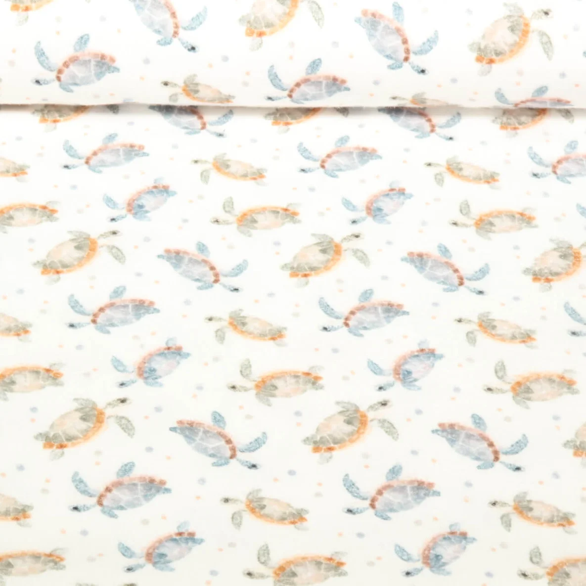 Baumwoll Flanell Digitaldruck Schildkröten Ecru