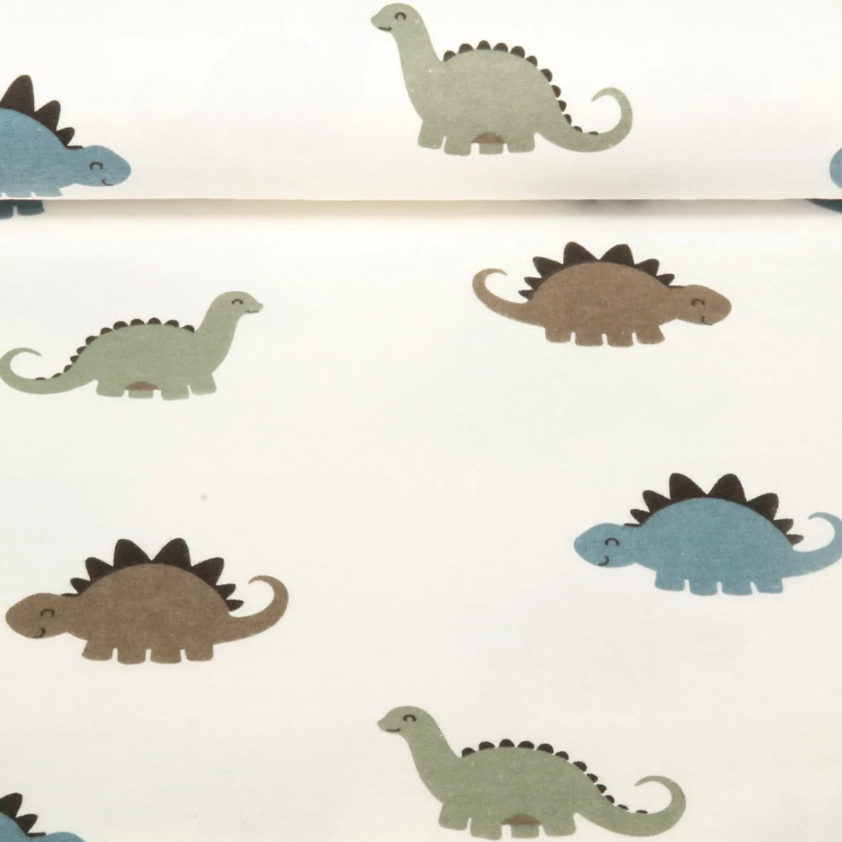 Baumwoll Flanell Dinos Ecru