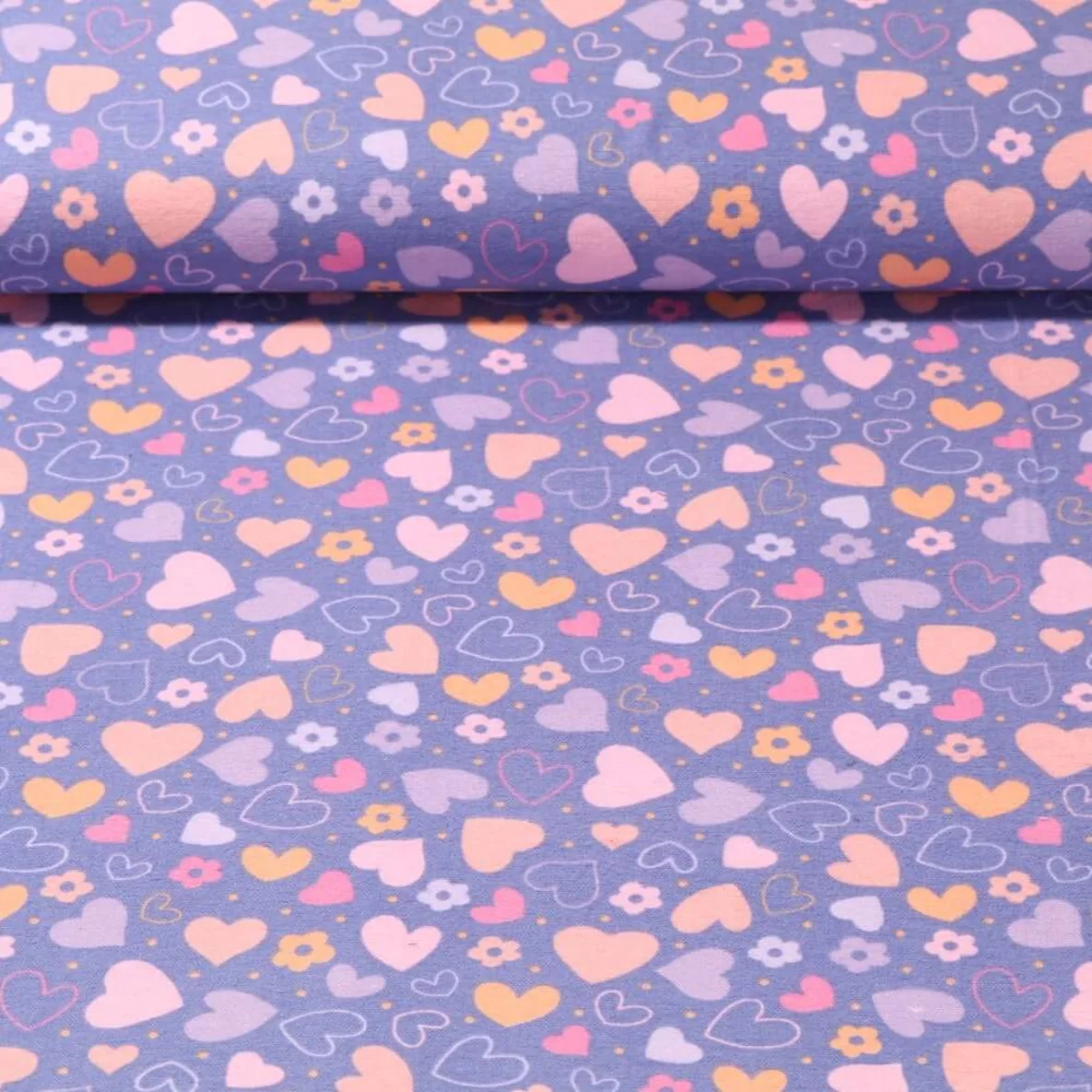 Baumwoll Flanell Herzchen Lavendel