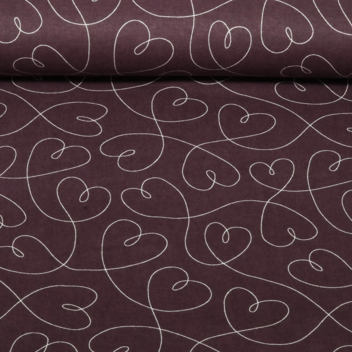 Baumwoll Flanell Herzen Bordeaux