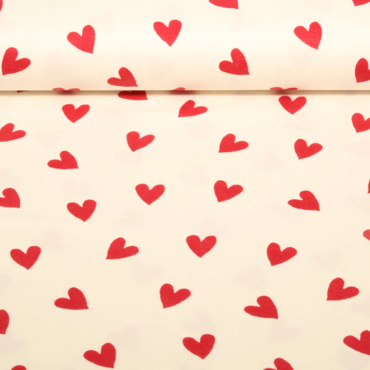 Baumwoll Flanell Herzen Ecru