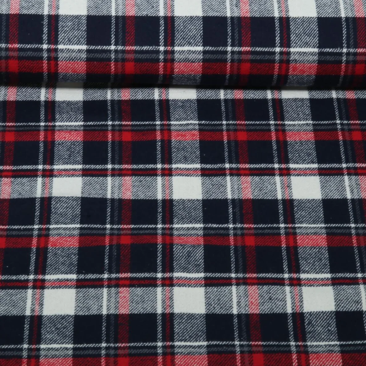 Baumwoll Flanell Holzfällerkaro Navy Rot