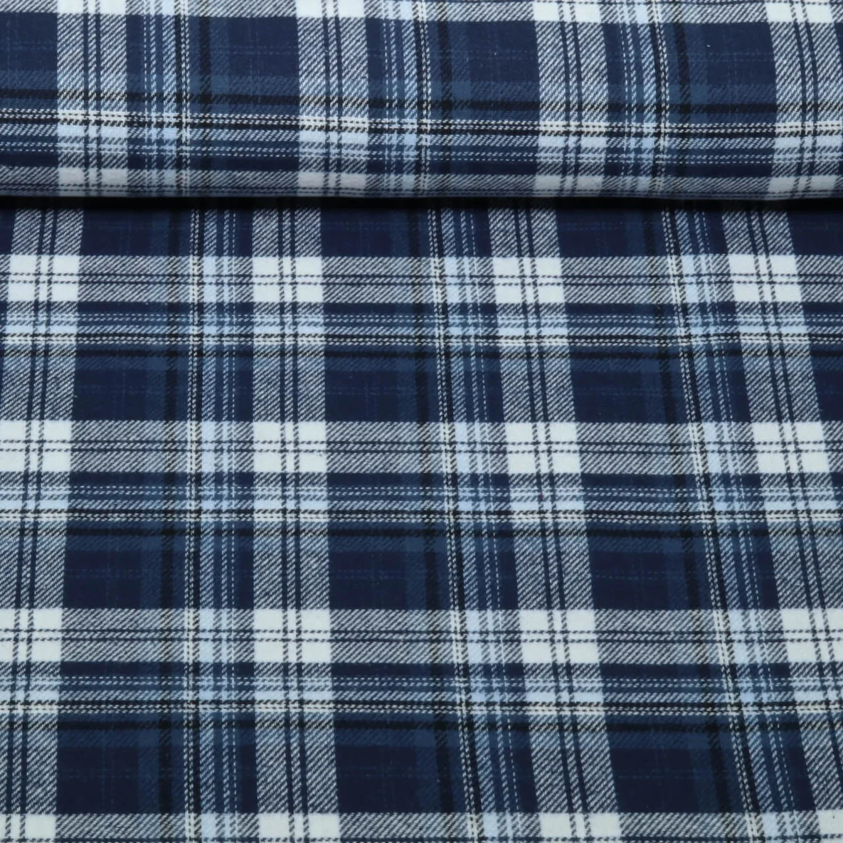 Baumwoll Flanell Holzfällerkaro Navy Weiß