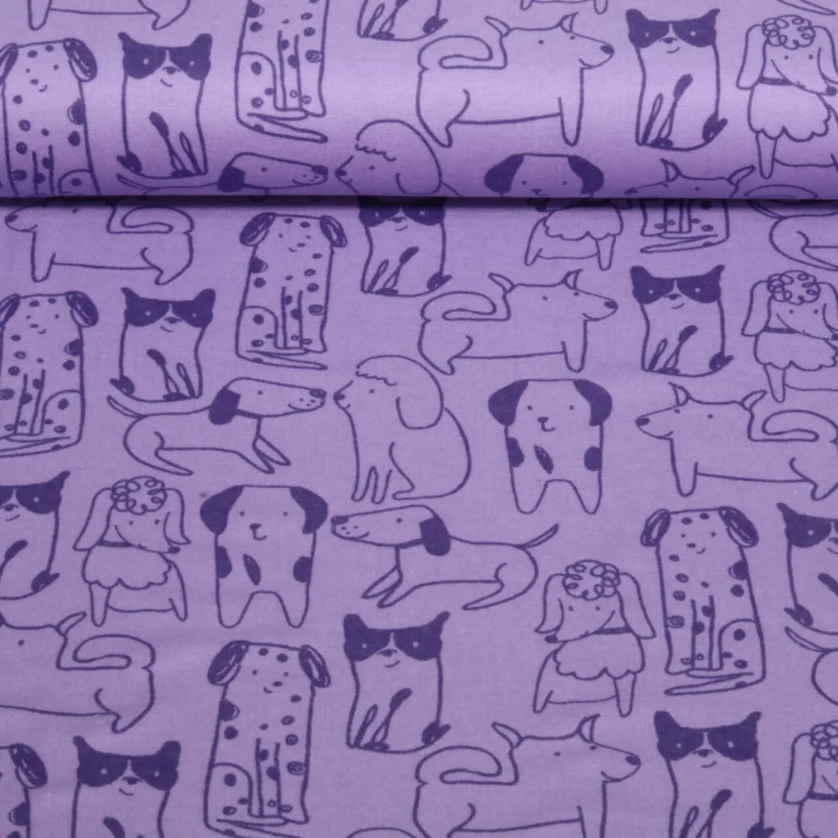Baumwoll Flanell Hunde Lila