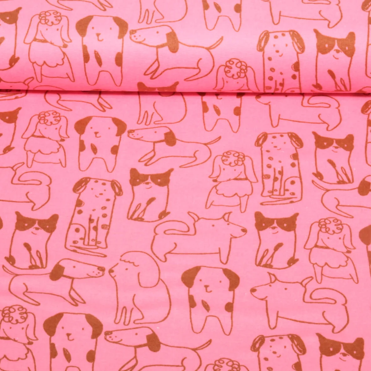 Baumwoll Flanell Hunde Rosa