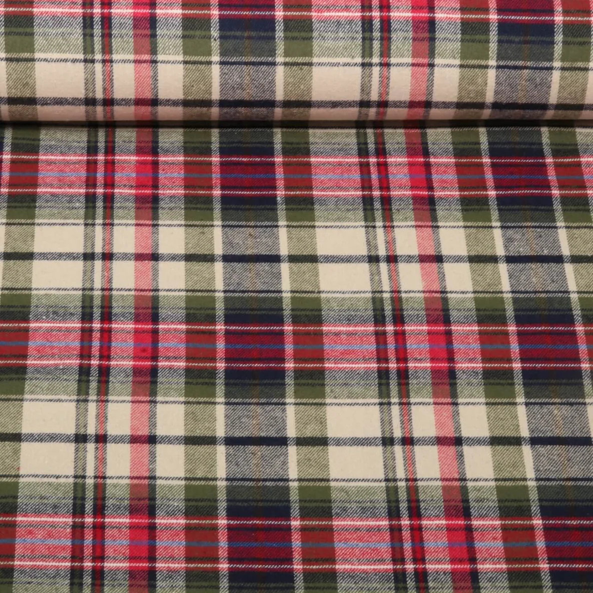 Baumwoll-Flanell Kariert Beige Multicolor