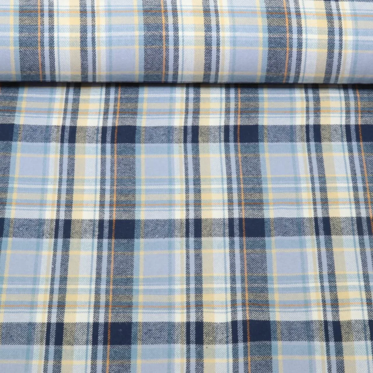 Baumwoll Flanell Kariert Blau