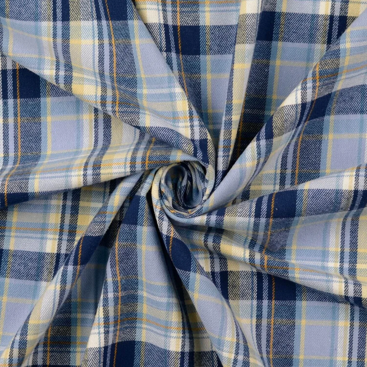 Baumwoll Flanell Kariert Blau