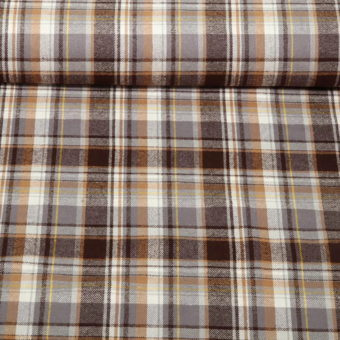 Baumwoll Flanell Kariert Braun