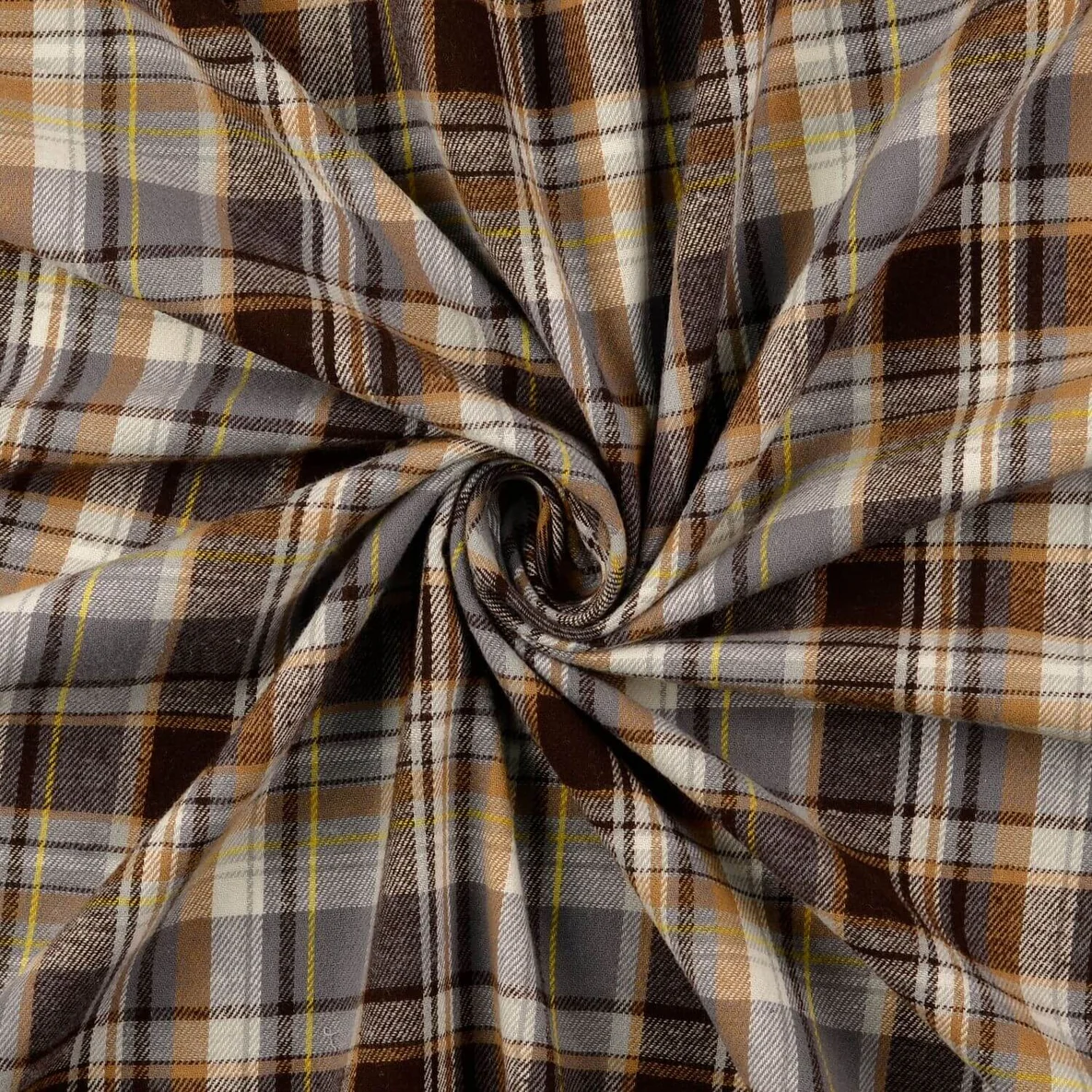 Baumwoll Flanell Kariert Braun