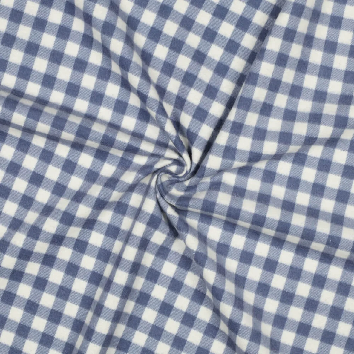 Baumwoll Flanell Kariert Ecru Blau