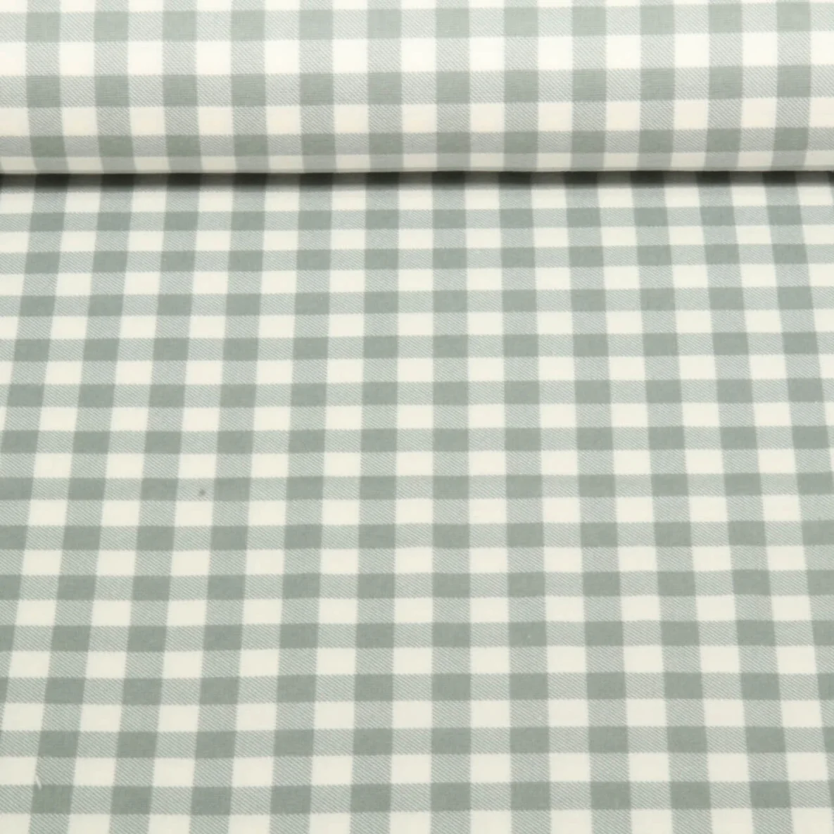 Baumwoll Flanell Kariert Ecru Salbeigrün