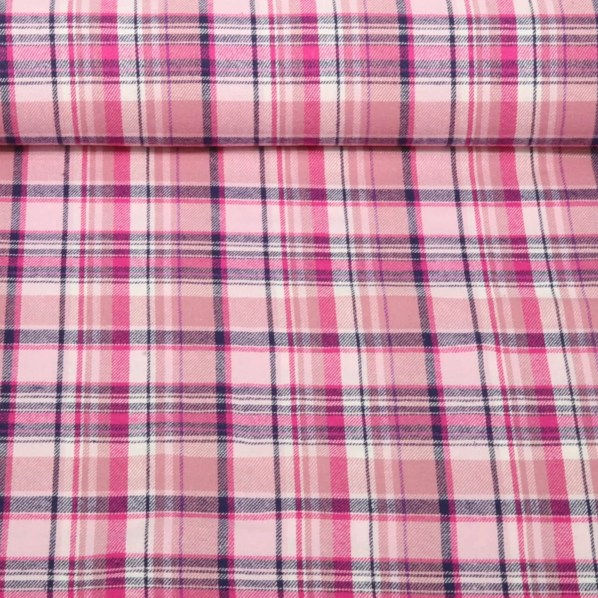 Baumwoll Flanell Kariert Rosa