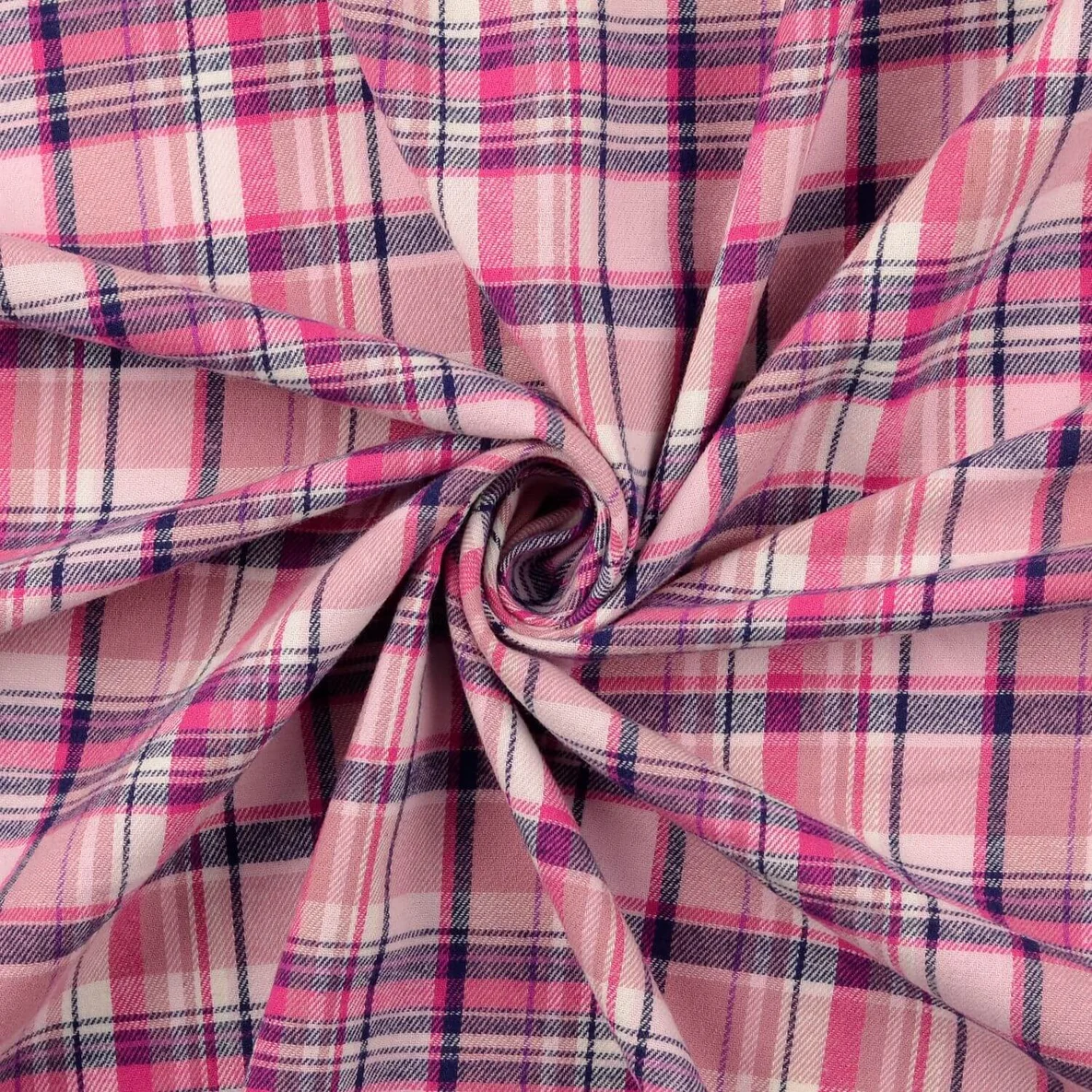 Baumwoll Flanell Kariert Rosa