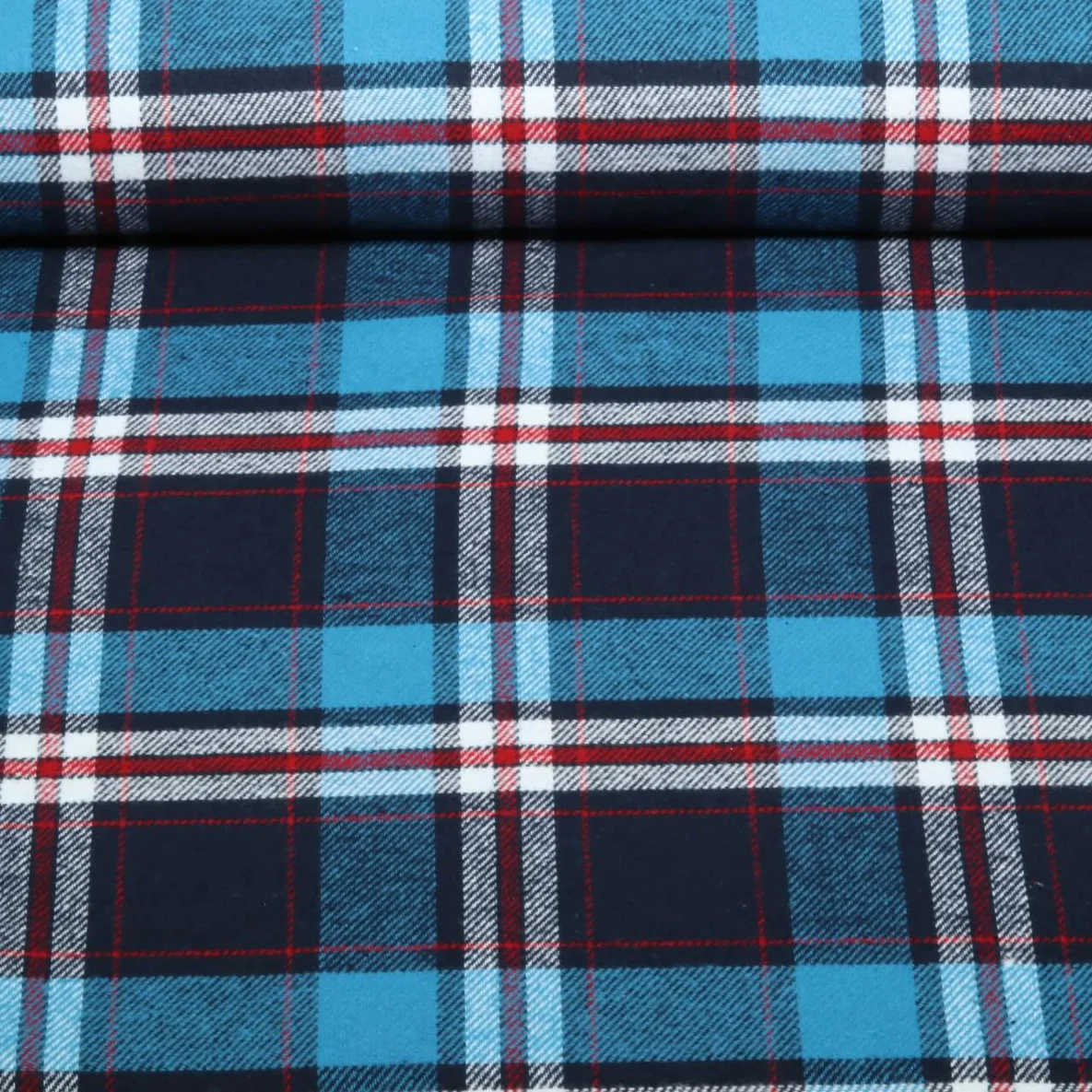 Baumwoll Flanell Karo Aqua