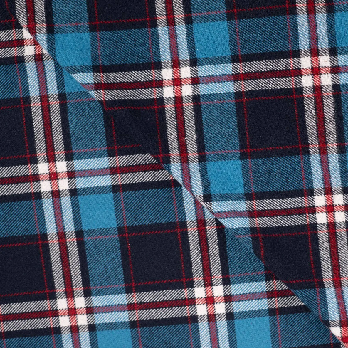 Baumwoll Flanell Karo Aqua