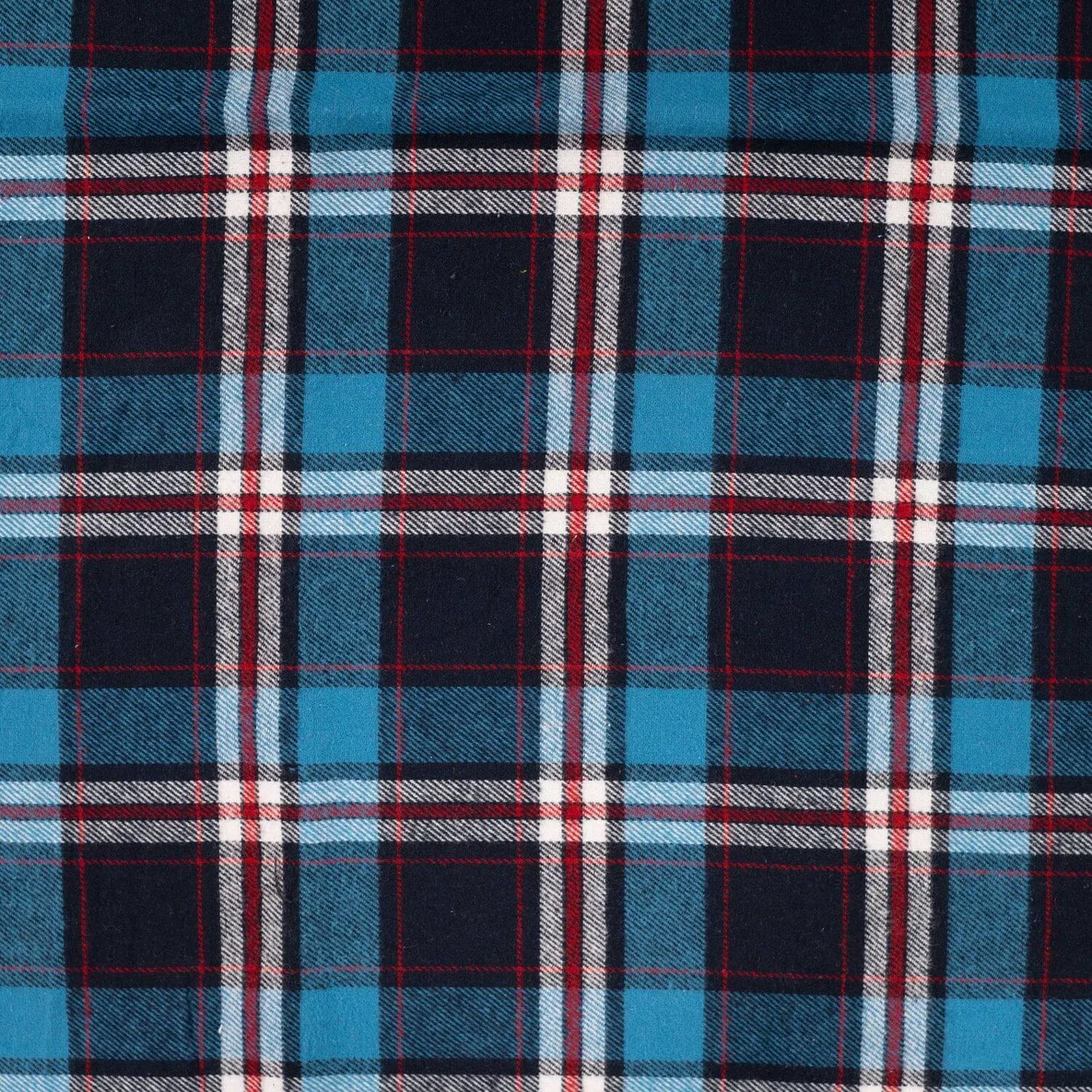 Baumwoll Flanell Karo Aqua