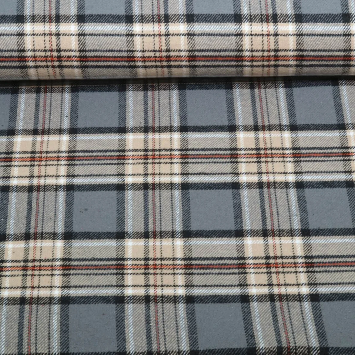 Baumwoll Flanell Karo Beige