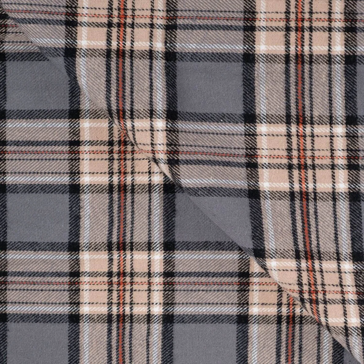 Baumwoll Flanell Karo Beige