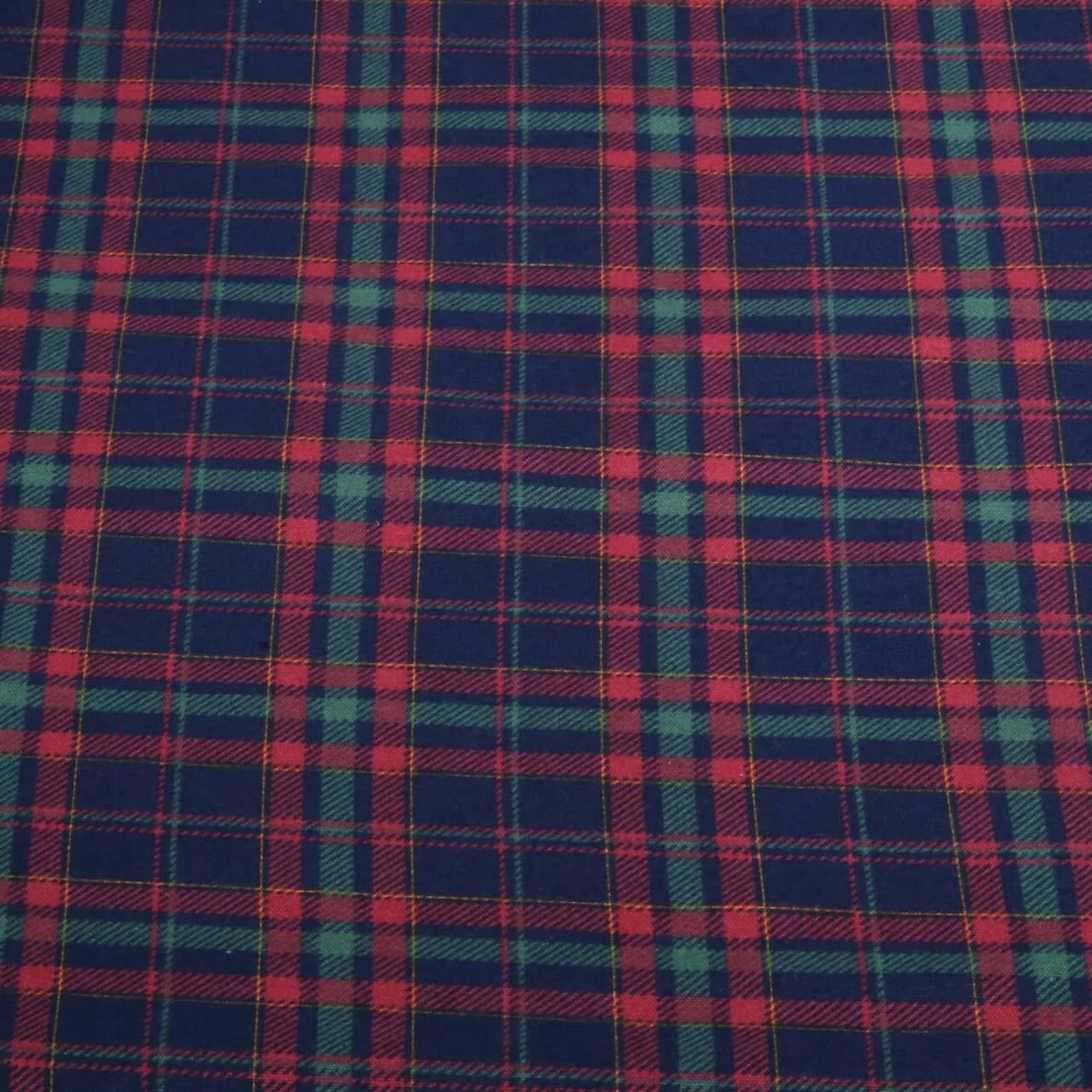 Baumwoll Flanell Karo Navy Rot