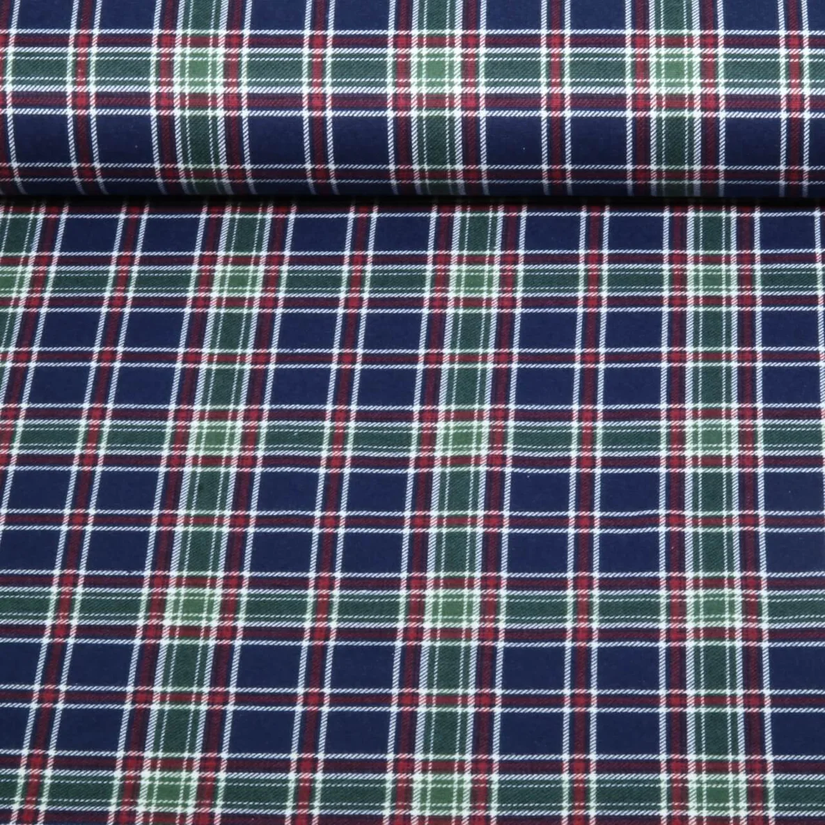 Baumwoll Flanell Karo Navy Weiß