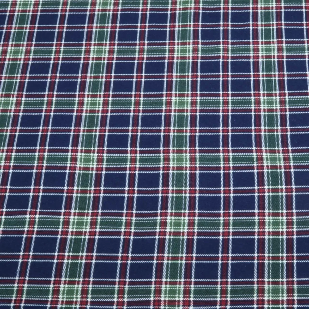 Baumwoll Flanell Karo Navy Weiß