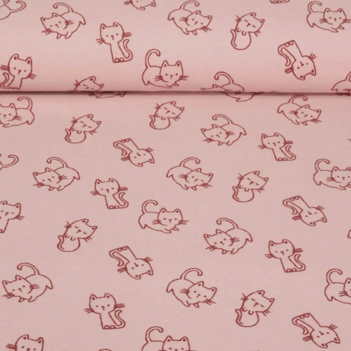 Baumwoll Flanell Katzen Altrosa