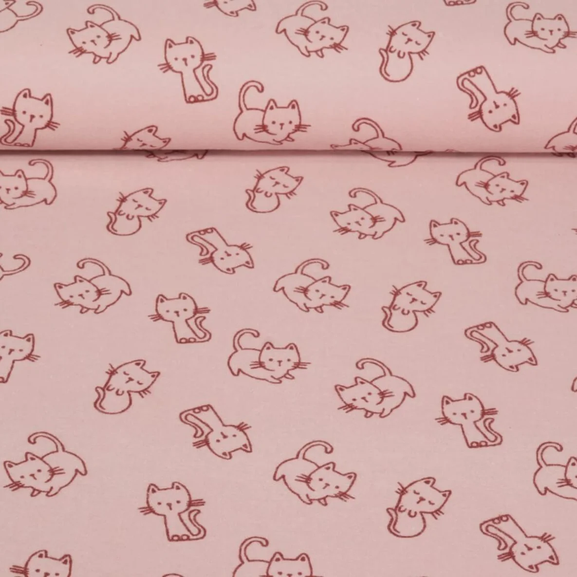 Baumwoll Flanell Katzen Altrosa