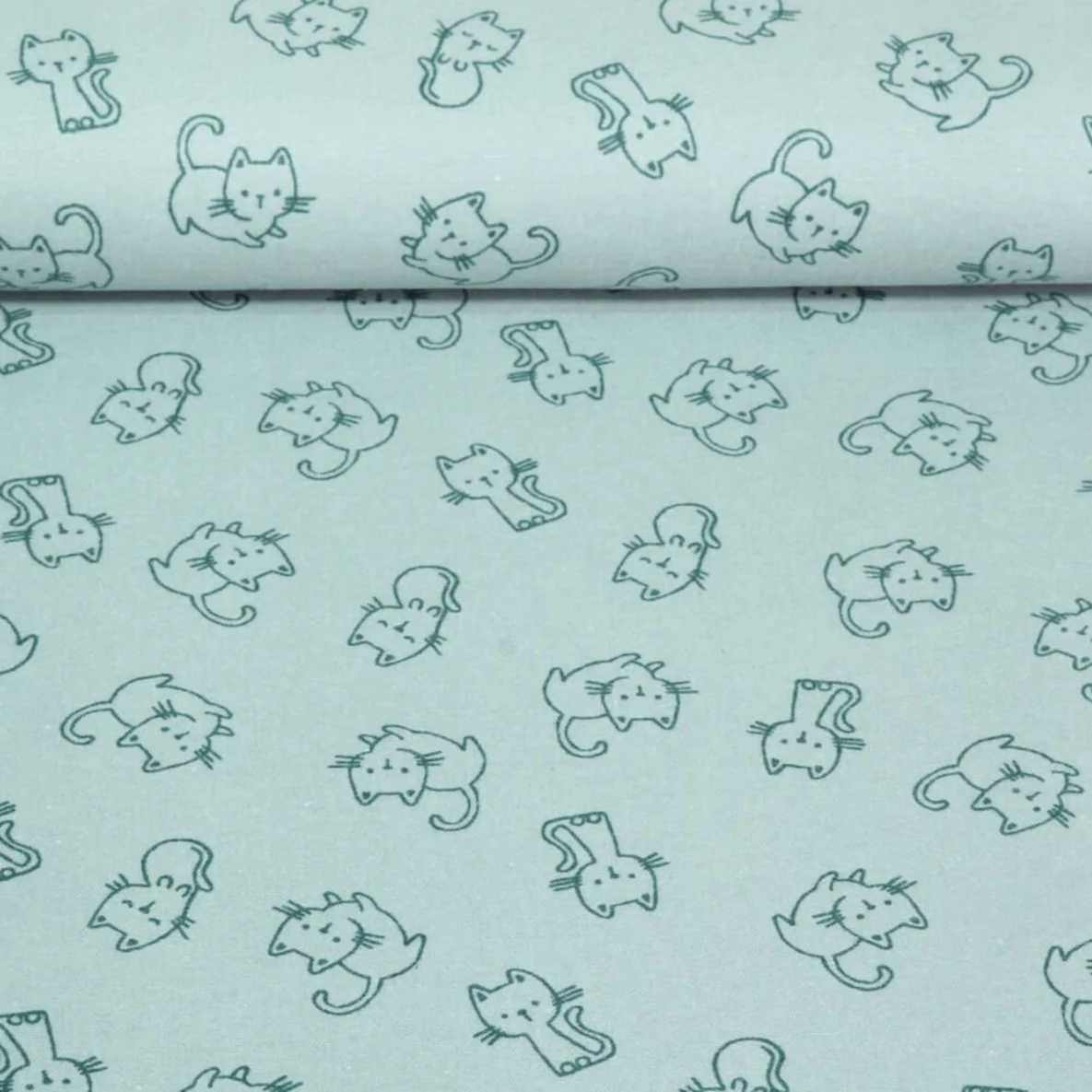 Baumwoll Flanell Katzen Dunkelmint