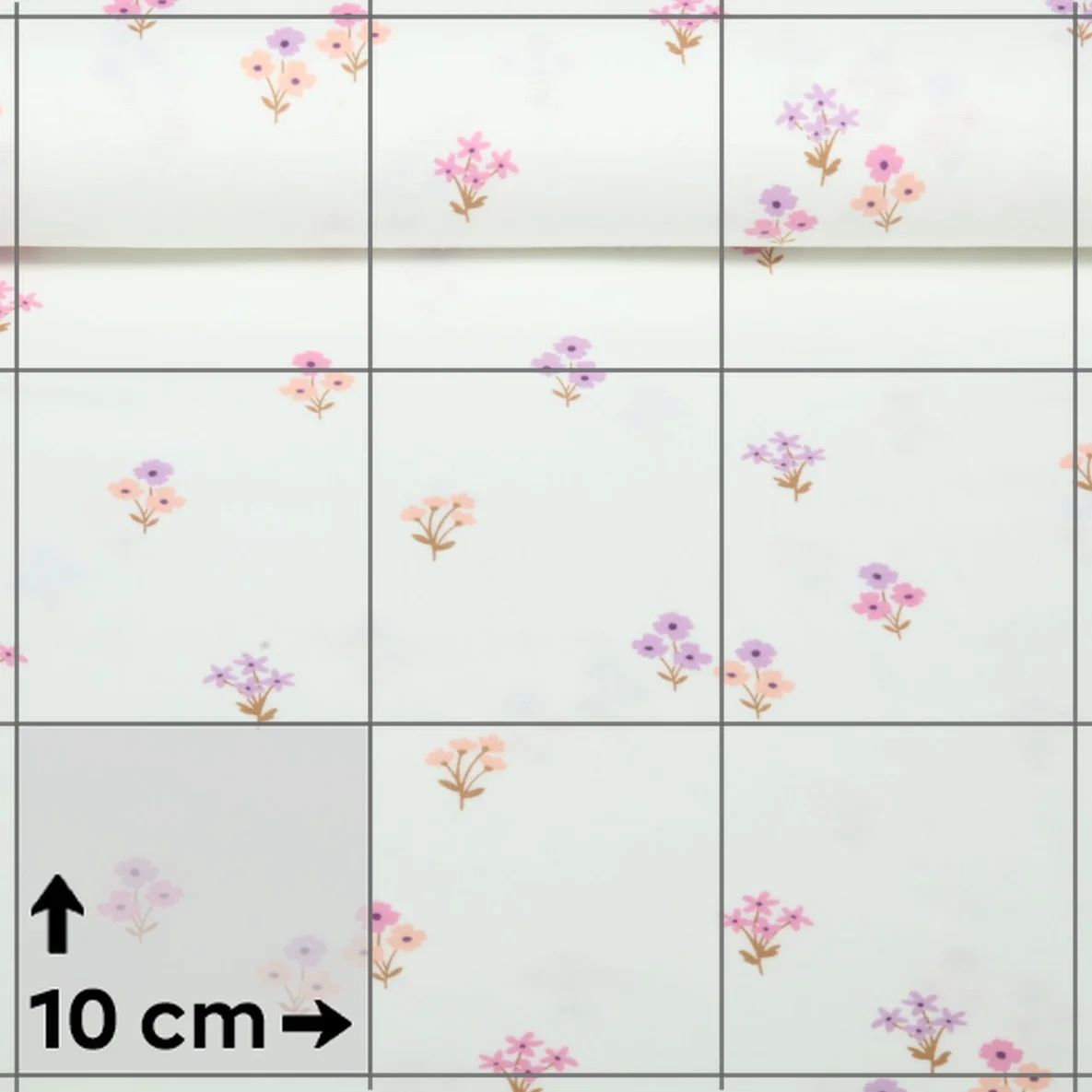 Baumwoll Flanell Kleine Blumen Ecru