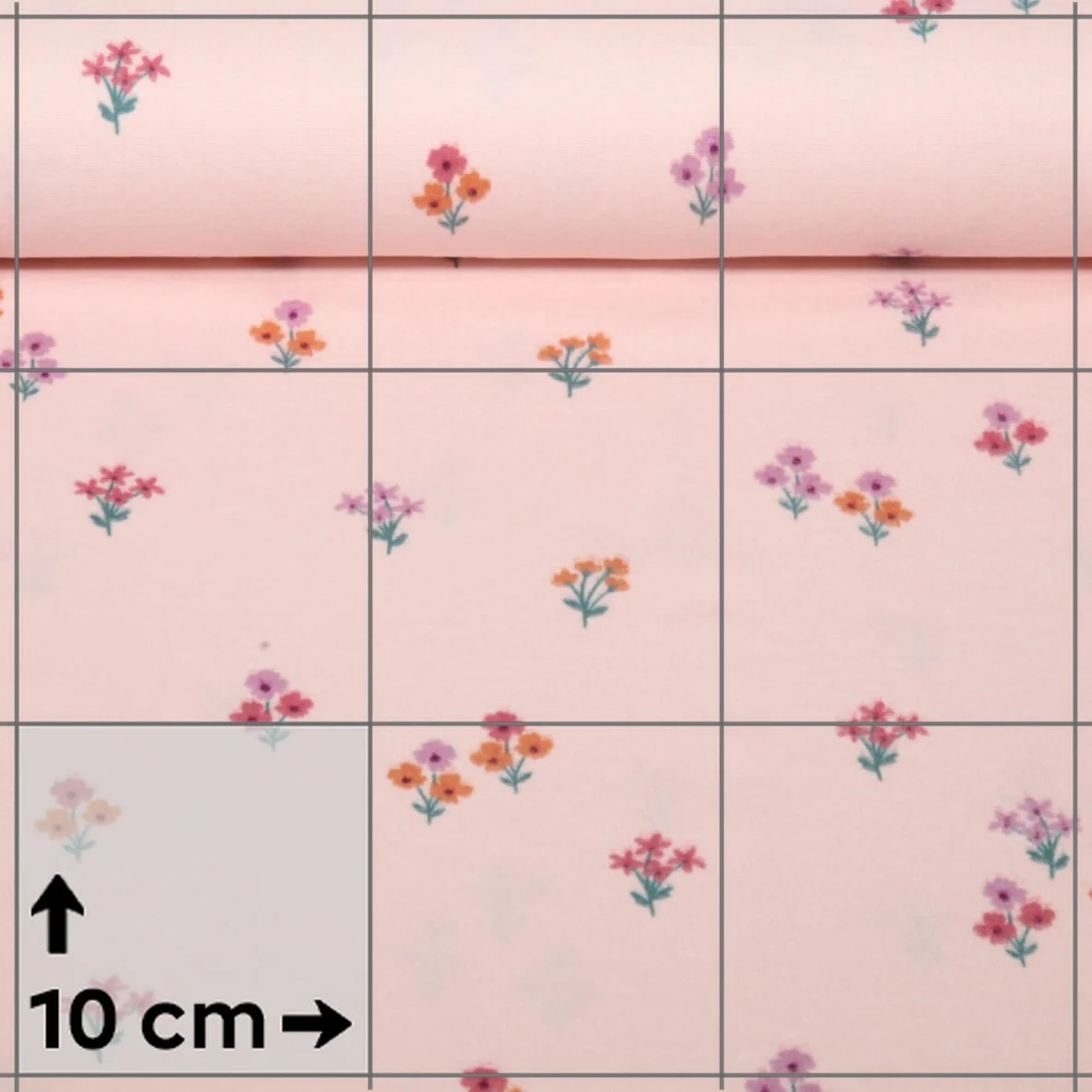 Baumwoll Flanell Kleine Blumen Rosa