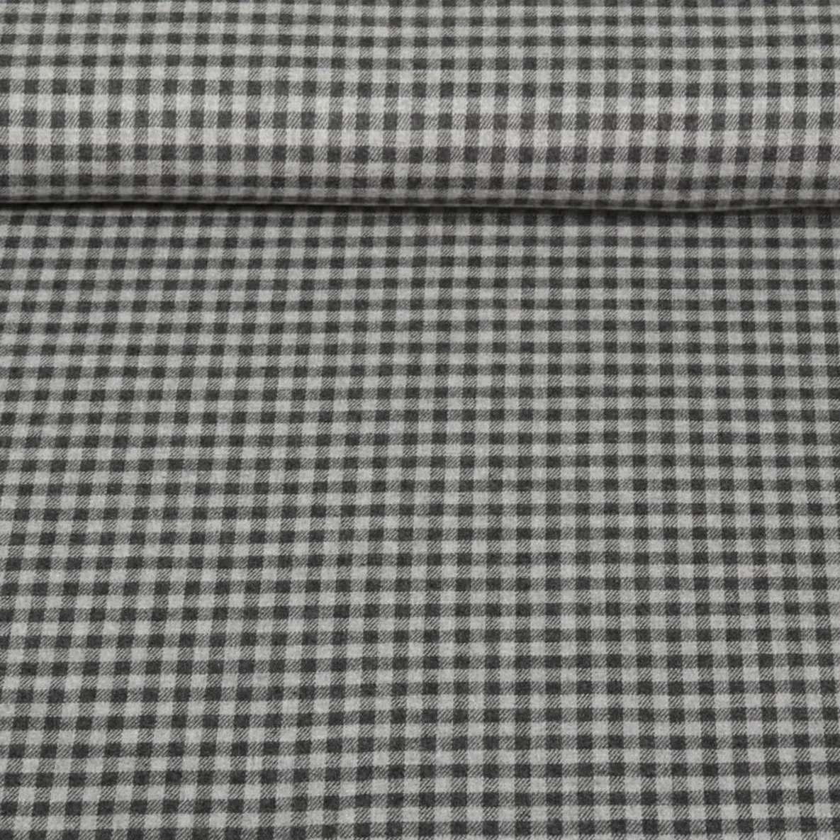 Baumwoll Flanell Kleines Karo Grau Anthrazit