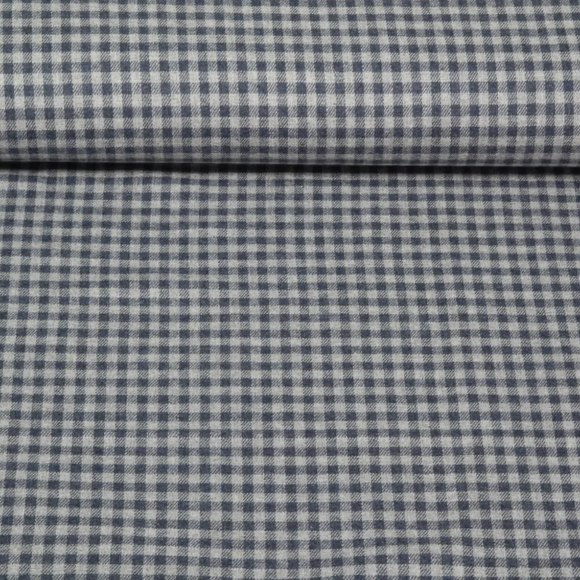 Baumwoll Flanell Kleines Karo Grau Blau