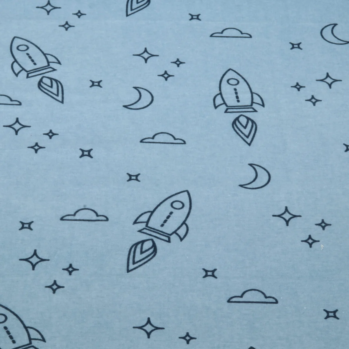 Baumwoll Flanell Raketen Jeansblau