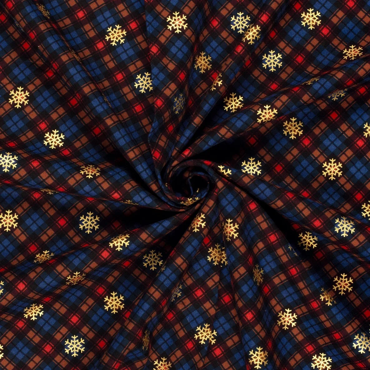 Baumwoll Flanell Schneekristalle Blau