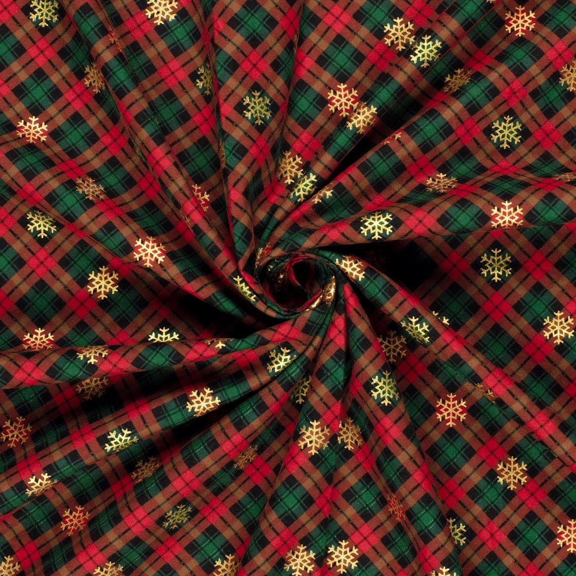 Baumwoll Flanell Schneekristalle Rot