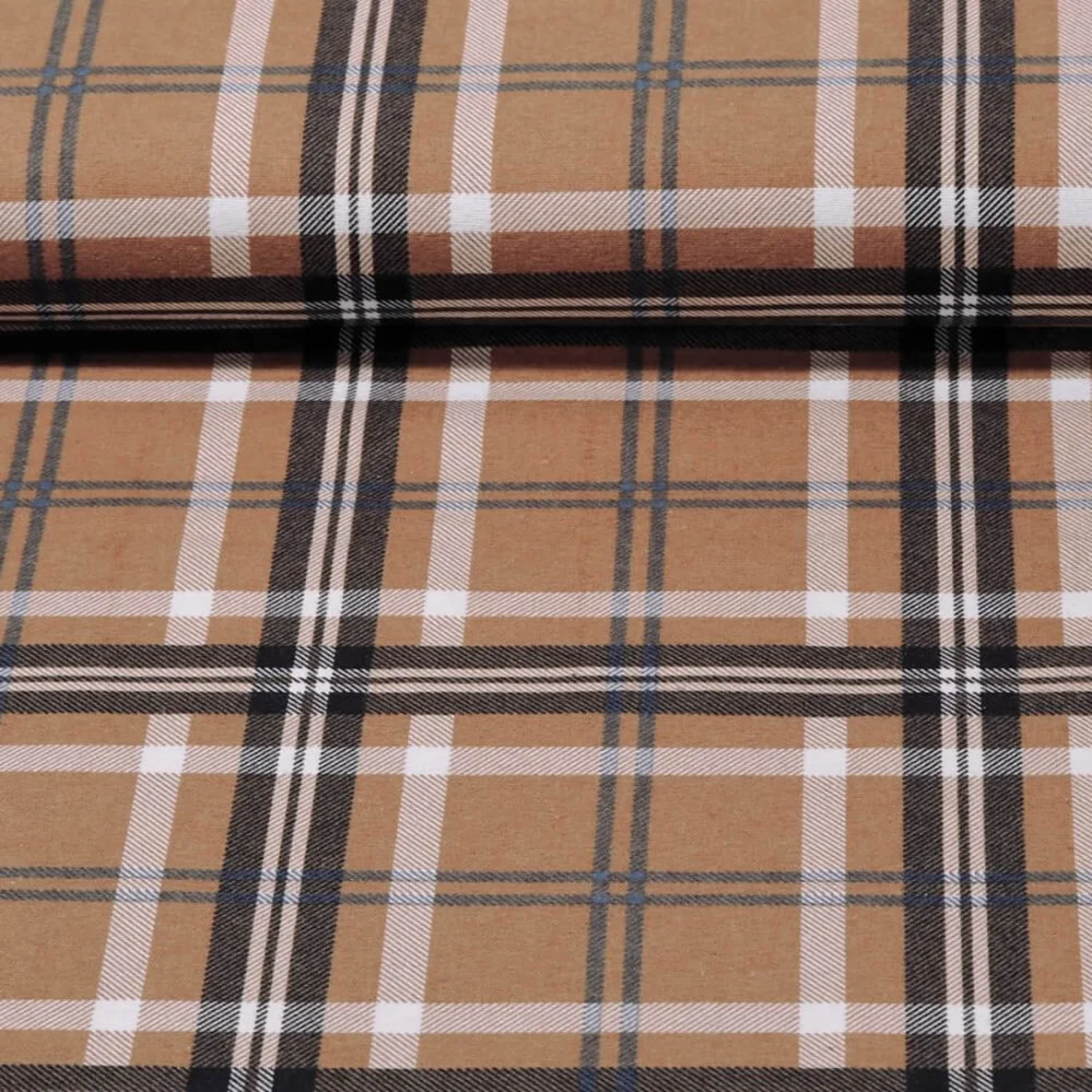 Baumwoll Flanell Schottenkaro Rost Navy