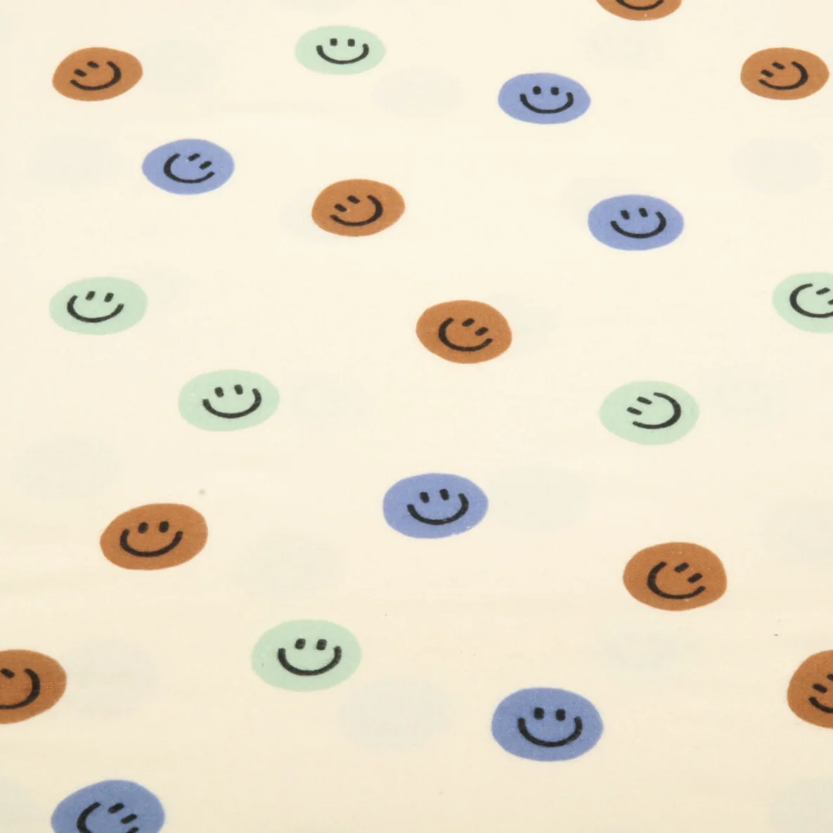 Baumwoll Flanell Smileys Ecru Braun