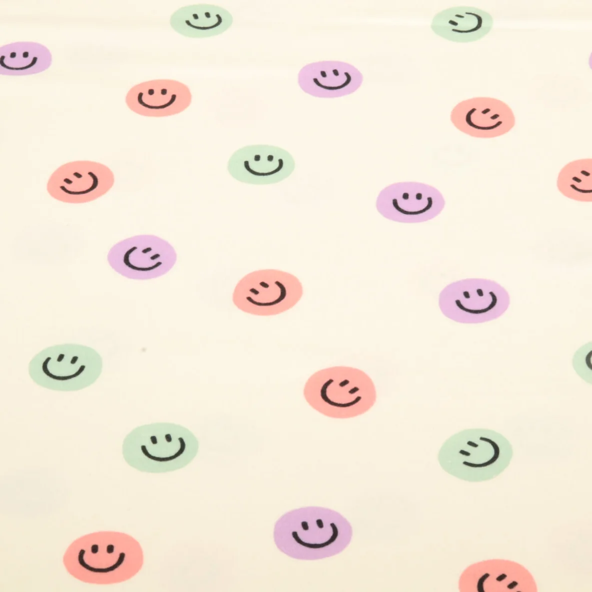 Baumwoll Flanell Smileys Ecru Lila