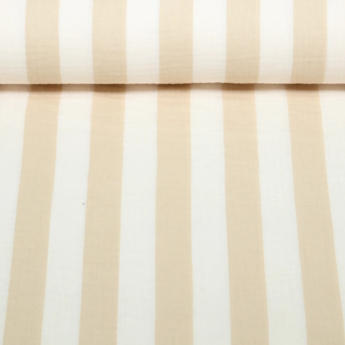 Baumwoll Musselin Blockstreifen Ecru Beige