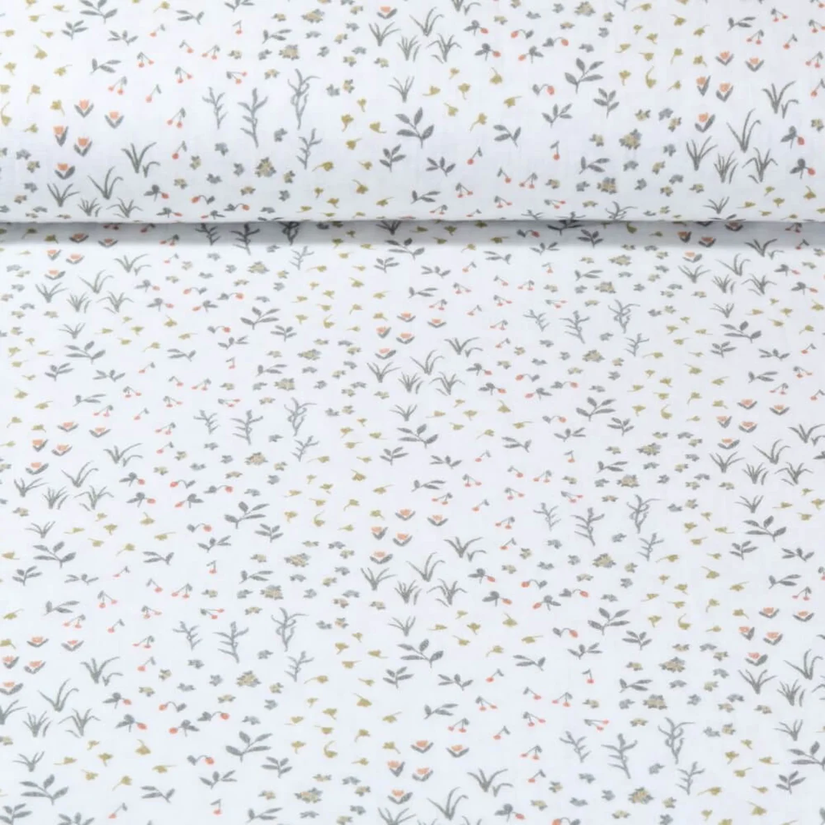 Baumwoll Musselin Botanik Ecru Orange