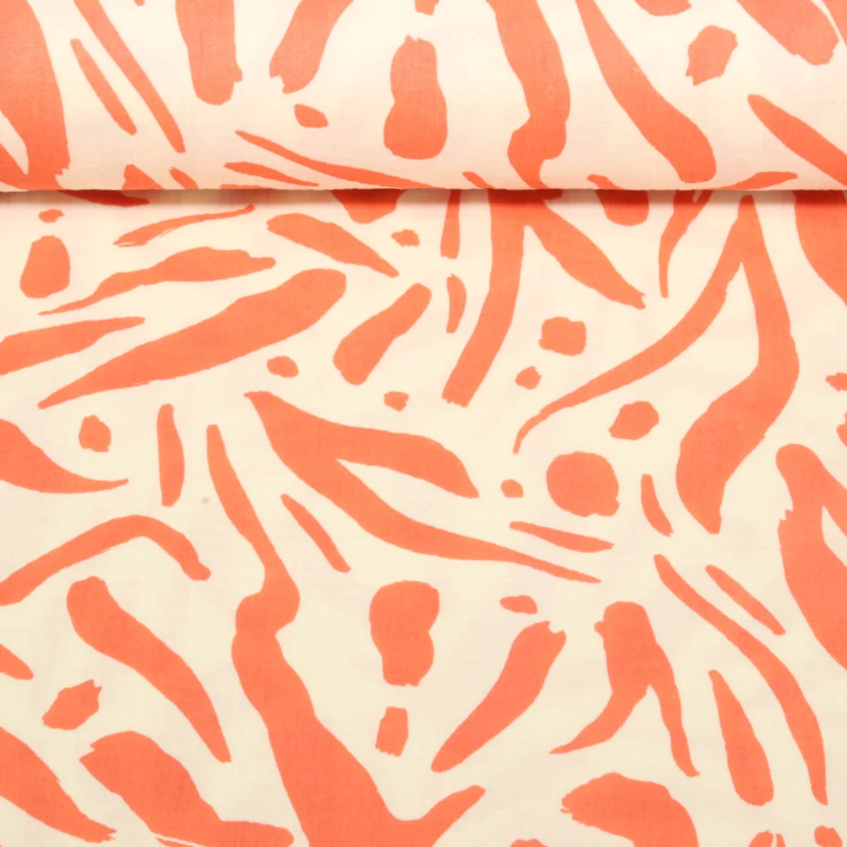 Baumwoll Musselin Double Gauze Blätter Abstrakt Koralle