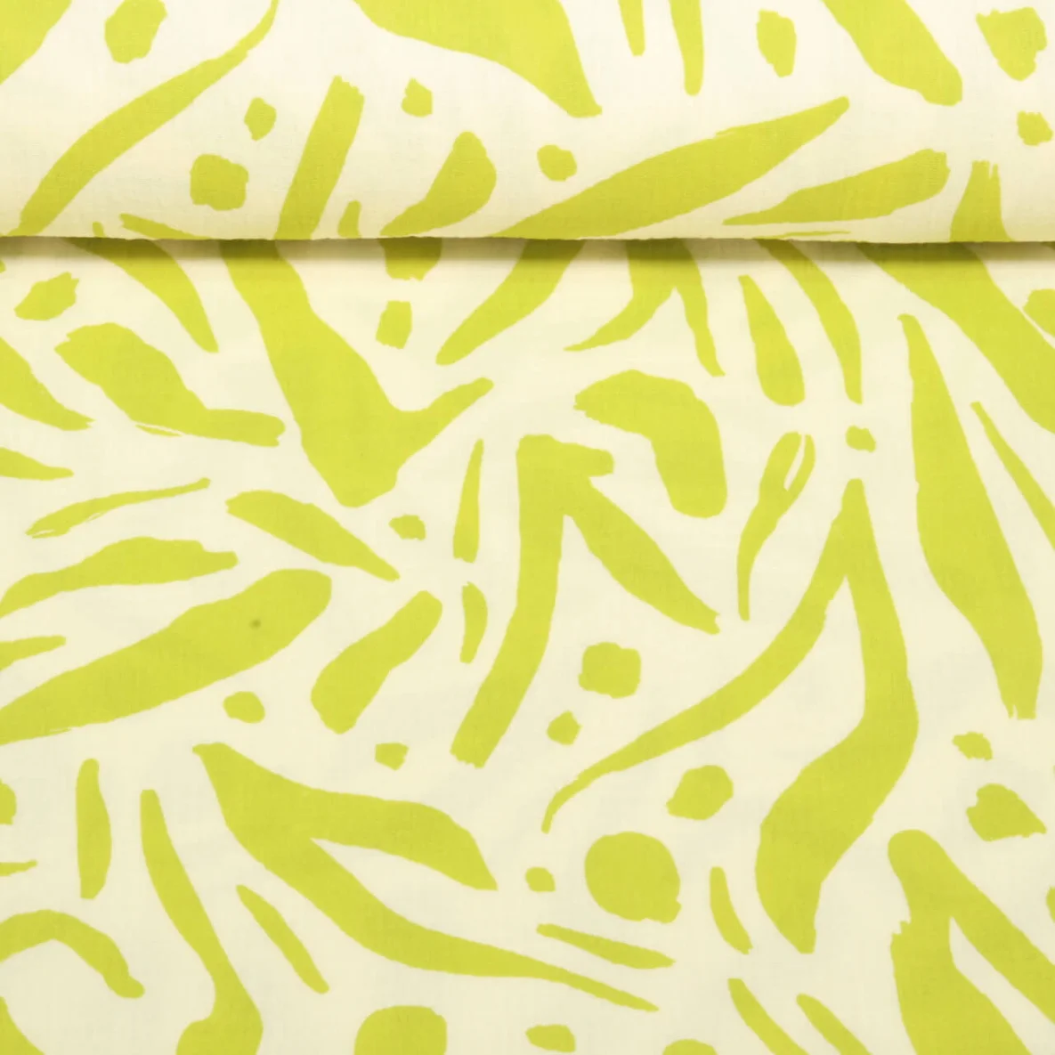Baumwoll Musselin Double Gauze Blätter Abstrakt Lime