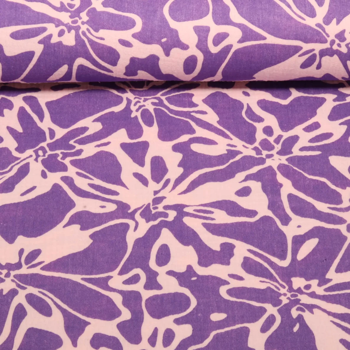 Baumwoll Musselin Double Gauze Blumen Abstrakt Lila