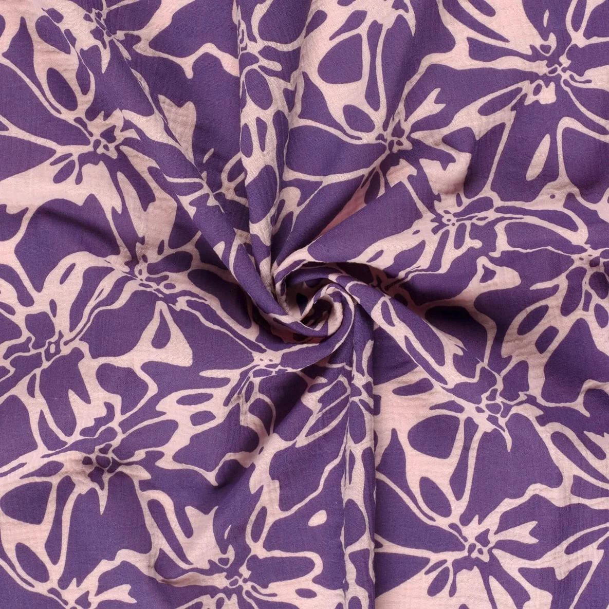 Baumwoll Musselin Double Gauze Blumen Abstrakt Lila