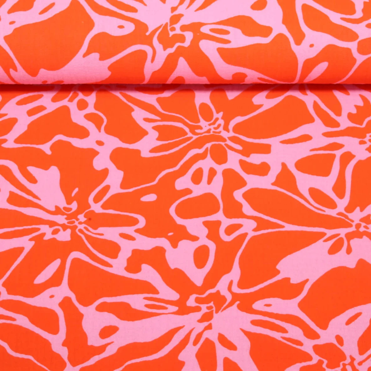 Baumwoll Musselin Double Gauze Blumen Abstrakt Orange