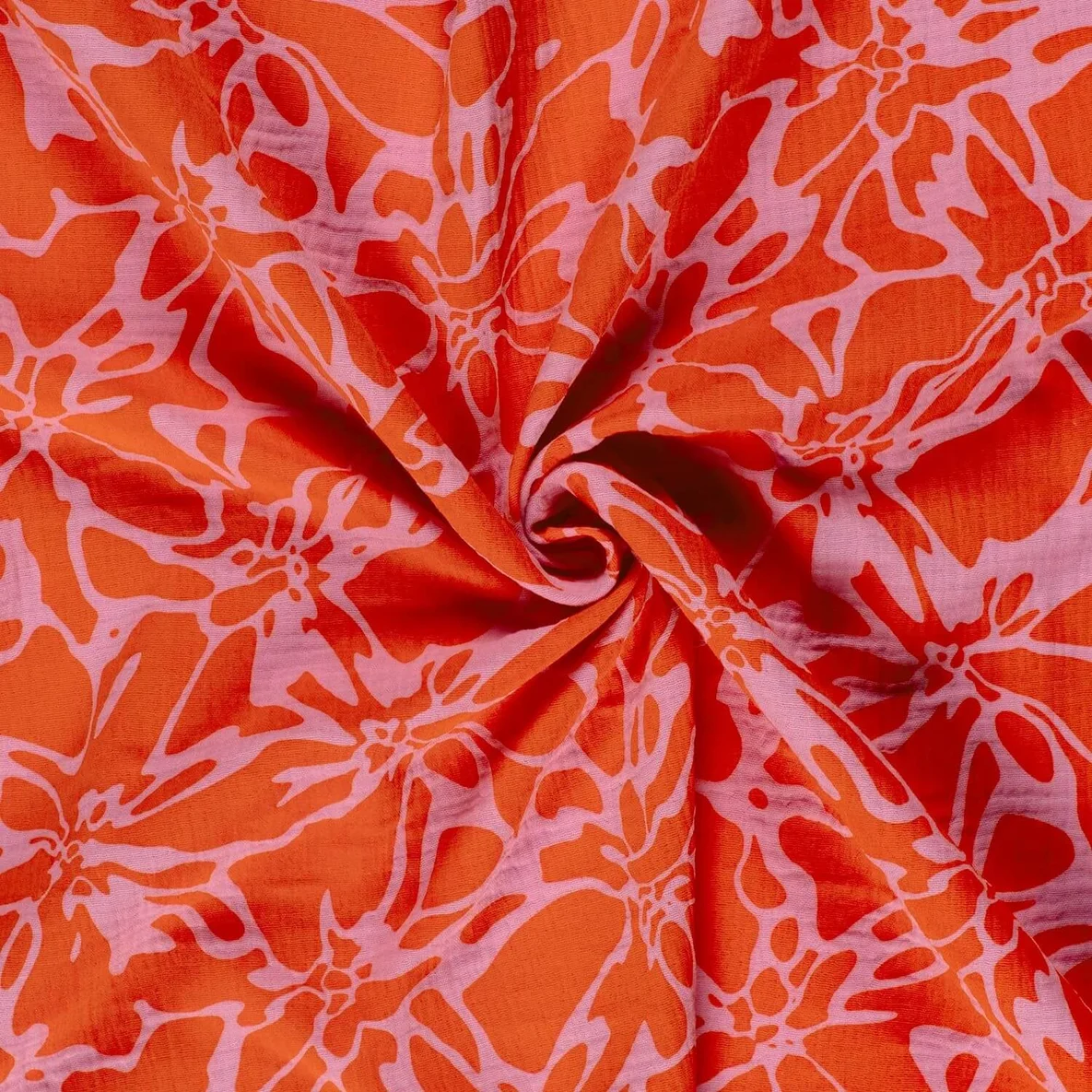 Baumwoll Musselin Double Gauze Blumen Abstrakt Orange